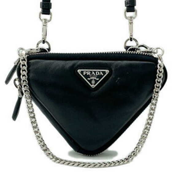Prada Triangle Shoulder Bag Black s - Picture 1 of 8
